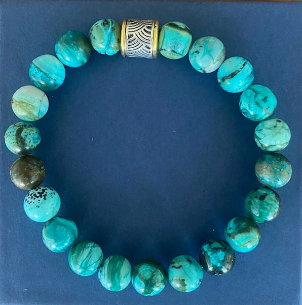 Chrysocolla Unisex Gemstone Bracelet 10mm