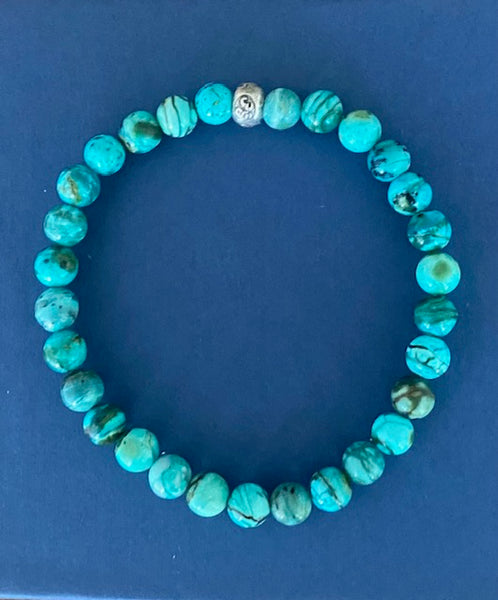 Chrysocolla Gemstone Bracelet 6mm (Round Beads)
