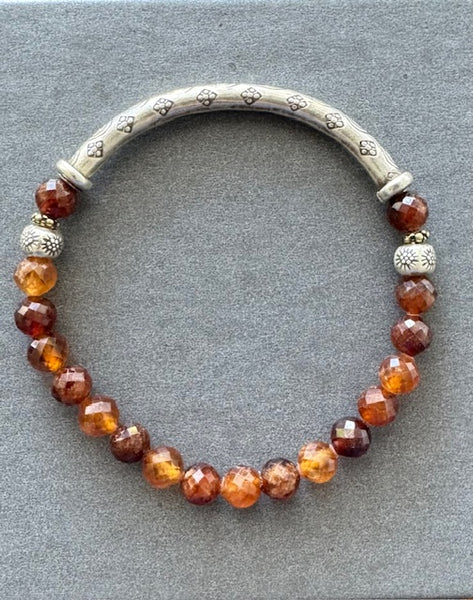 Hessonite (Orange) Garnet Gemstone Bracelet 6mm