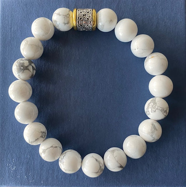 Howlite Unisex Gemstone Bracelet 10 mm