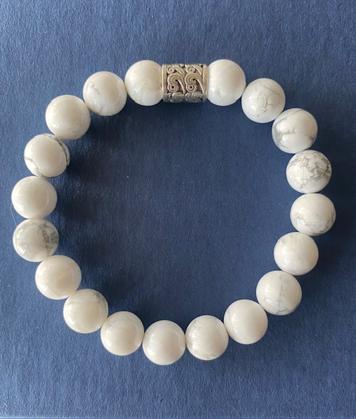 Howlite Unisex Gemstone Bracelet 8 mm