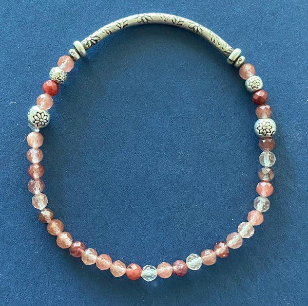 Rare Natural Red Labradorite Gemstone Bracelet 4 mm