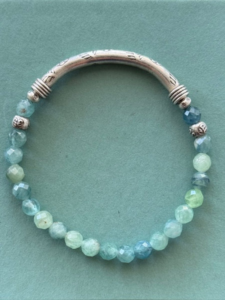 AAA Rare Faceted Natural Blue Green Kyanite Gemstone Bracelet 5mm