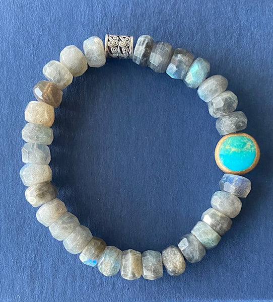 Labradorite & Turquoise Gemstone Bracelet 8mm