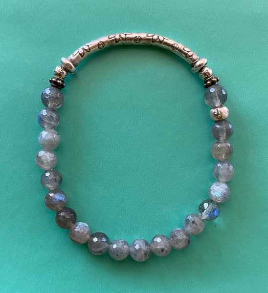 Labradorite Gemstone Bracelet (faceted round) 7mm