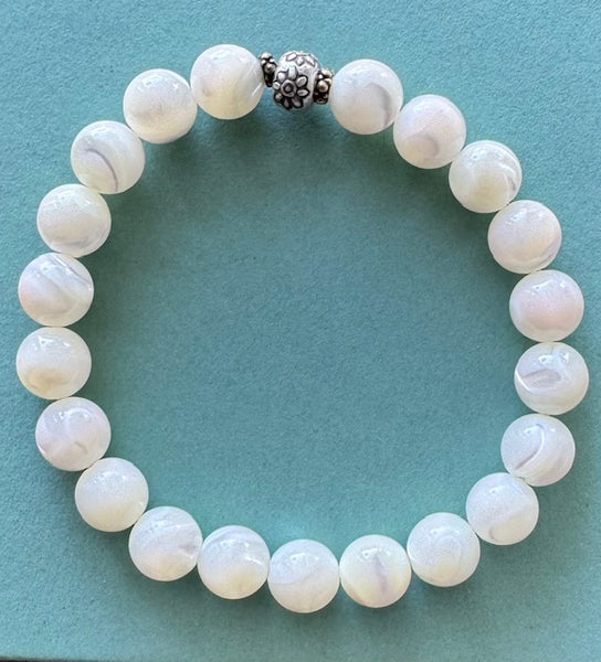 Mother of Pearl Gemstone Bracelet 8mm (Round Beads)