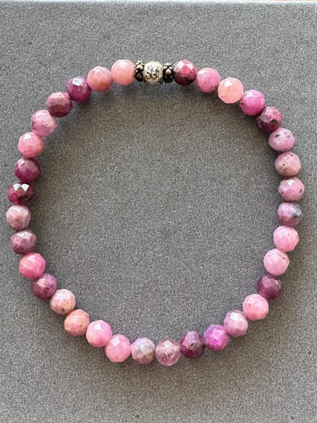 Natural Ruby Gemstone Bracelet 5mm (Faceted Round)