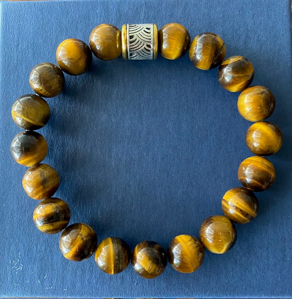 Tiger Eye Unisex Gemstone Bracelet 10 mm