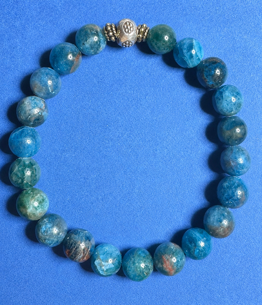 Natural Blue Apatite  Gemstone Bracelet 8mm