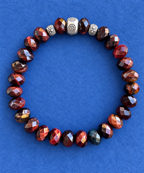 Tiger's Eye Faceted Rondelle Gemstone Bracelet 8 mm