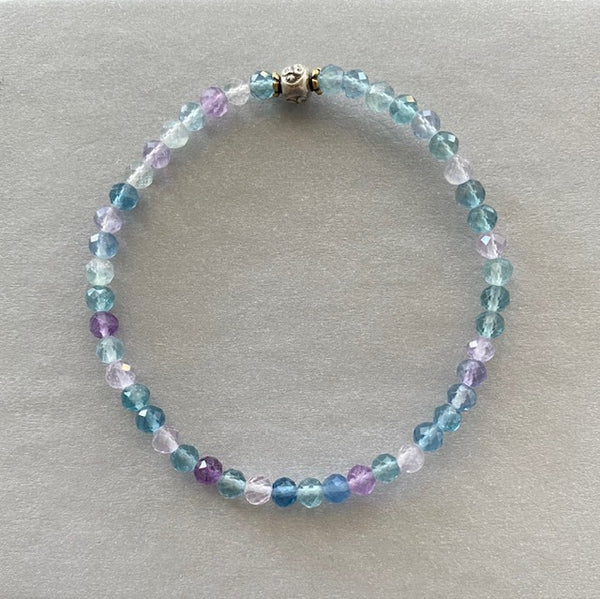 AAA Natural Purple Blue Green Fluorite Gemstone Bracelet 4mm