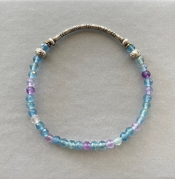 AAA Natural Purple Blue Green Fluorite Gemstone Bracelet 4mm