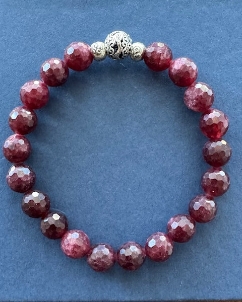 Garnet & Dragon Gemstone Bracelet 8mm Faceted