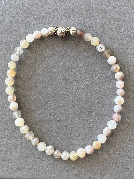 Botswana Agate Gemstone Bracelet 4 mm RARE Only 1 available