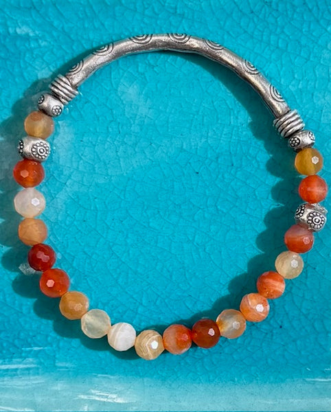Fiery Orange Botswana Agate Round 6 mm RARE Only 1 available
