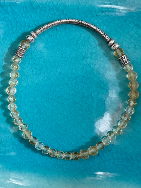 Citrine Gemstone Bracelet 4mm (Faceted Round Beads)