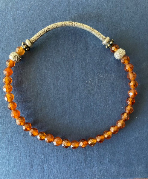 Hessonite (Orange) Garnet Gemstone Bracelet 4 mm