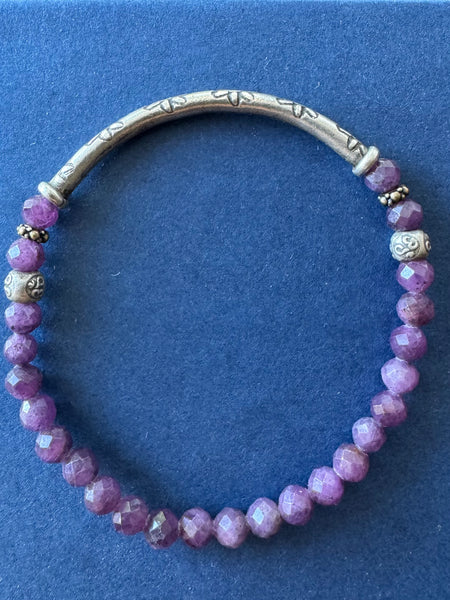 RARE Purple Madagascar Ruby Gemstone Bracelet 5mm