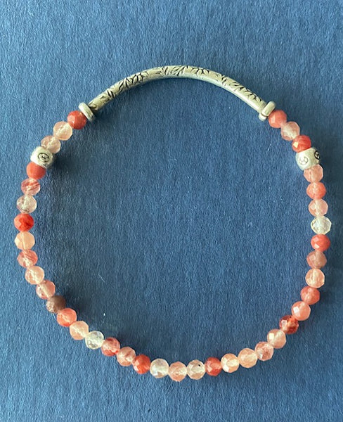 Rare Natural Red Labradorite Gemstone Bracelet 4 mm