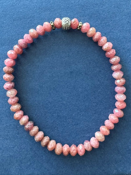 Rare Thulite Faceted Gemstone Bracelet 5mm