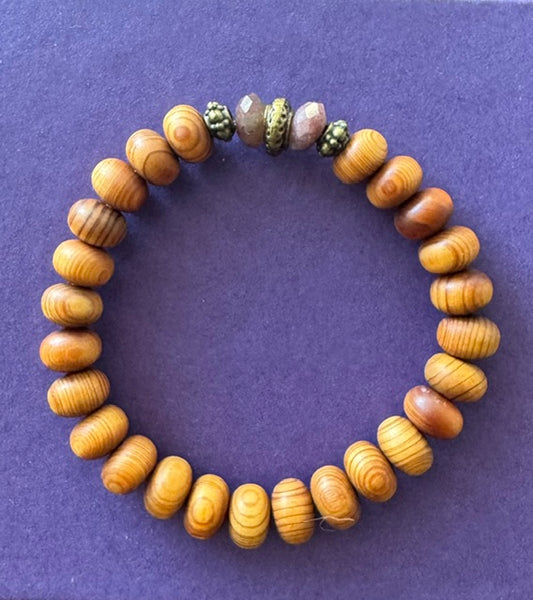 Sandalwood & Mauve Tourmaline Bracelet 8 mm