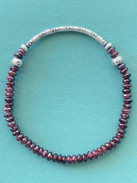 Garnet Gemstone Bracelet 4mm