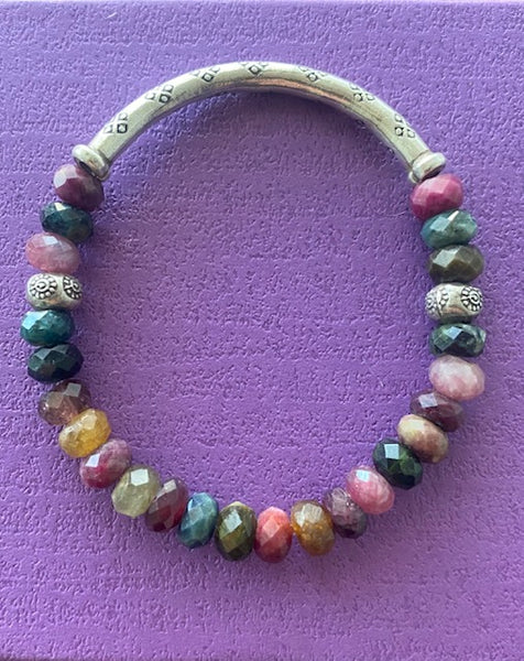 Multi Colored Tourmaline Gemstone Bracelet 7mm